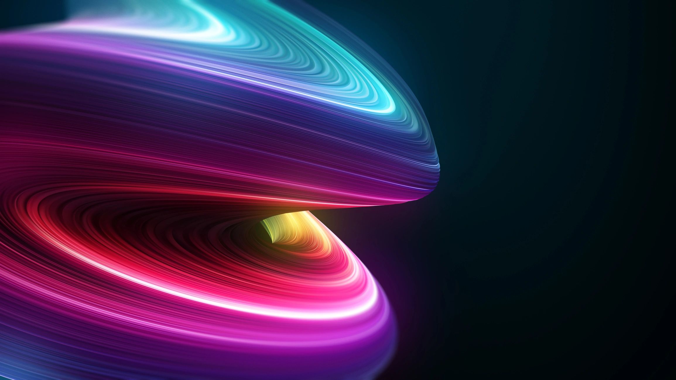 Abstract twisted light trail on black background